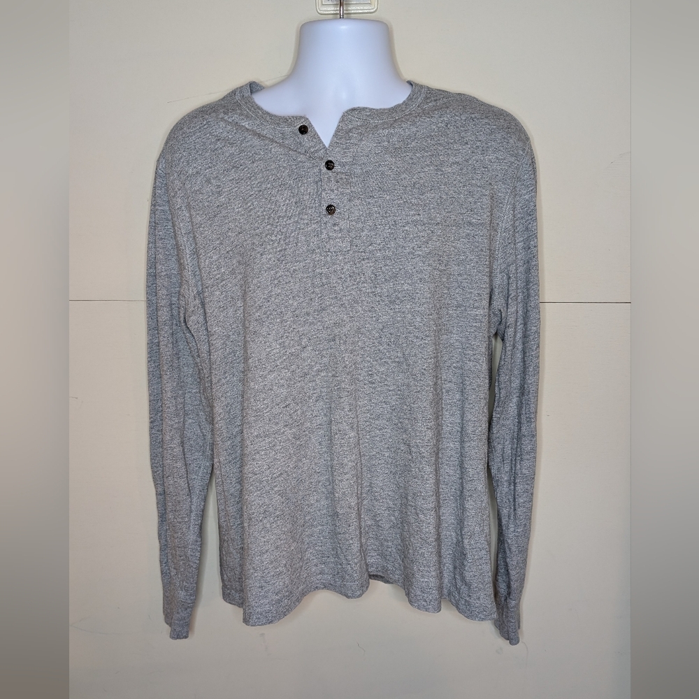 J.Crew Long Sleeve Henley Tee Light Gray